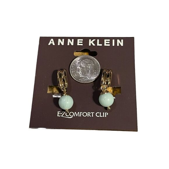 NWT Anne Klein Gold-Tone Bead Retro Drop Earrings - Turquoise - Picture 4 of 4